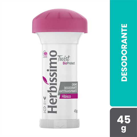 Desodorante Antitranspirante Herbíssimo Em Creme Twist BioProtect Hibisco Com 45g