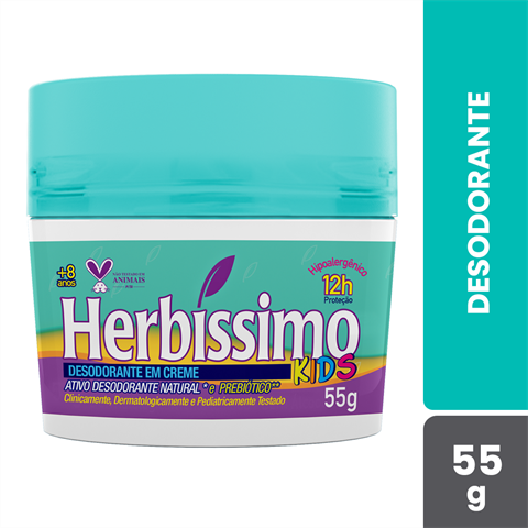 Desodorante Antitranspirante Herbíssimo Em Creme Kids Com 55g