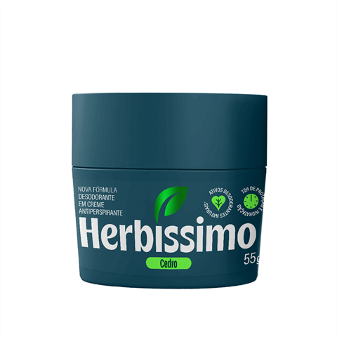 Desodorante Antitranspirante Herbíssimo Em Creme BioProtect Cedro Com 55g