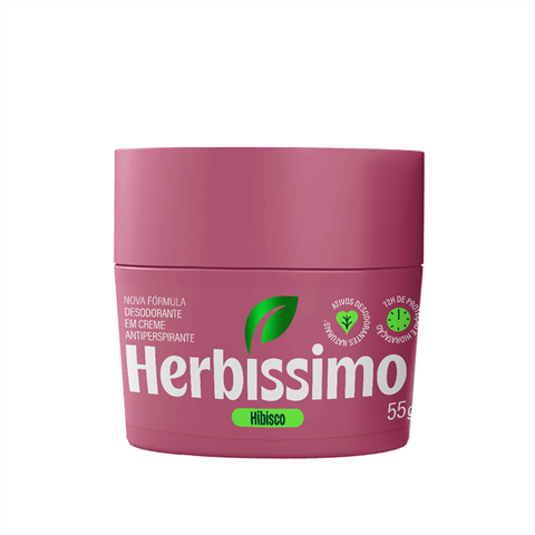 Desodorante Antitranspirante Herbíssimo Em Creme BioProtect Hibisco Com 55g