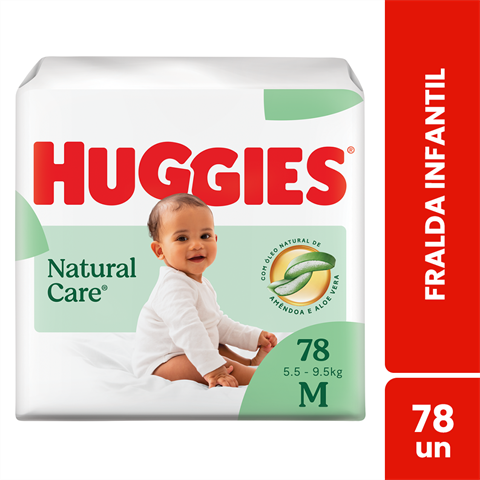 Fralda Infantil Huggies Natural Care M Com 78 Unidades