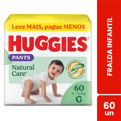 Fralda Infantil Huggies Natural Care Pants G Com 60 Unidades