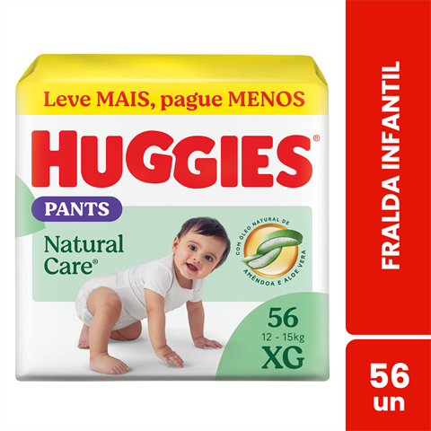 Fralda Infantil Huggies Natural Care Pants XG Com 56 Unidades