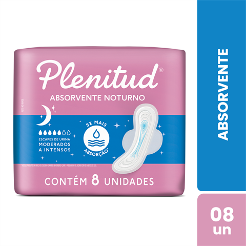 Absorvente Noturno Plenitud Escapes Moderados A Intensos Com Abas Com 8 Unidades