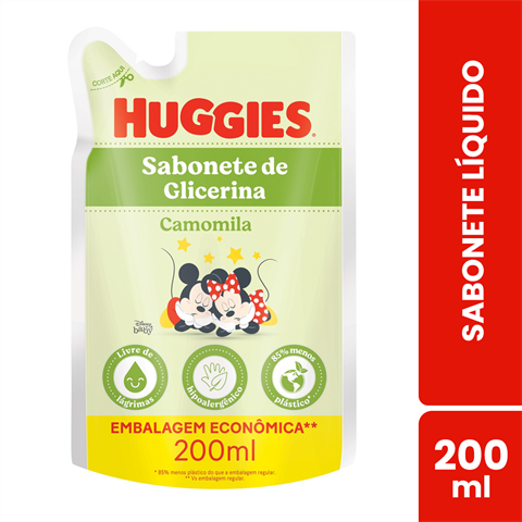 Sabonete Líquido Infantil Huggies Camomila Refil Com 200ml