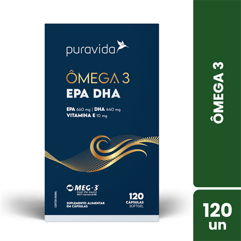 Ômega 3 EPA DHA C/120 Cápsulas Puravida
