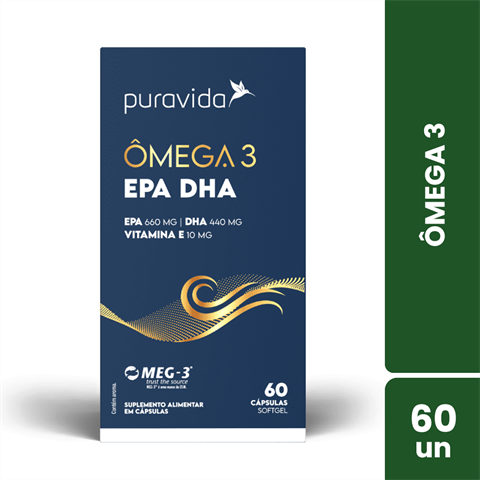 Ômega 3 EPA DHA C/60 Cápsulas Puravida