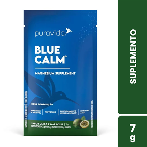 Suplemento Puravida Blue Calm Sabor Limão E Maracuja Sachê Com 7g