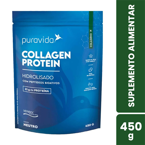 Suplemento Alimentar Puravida Collagen Protein Neutro Com 450g