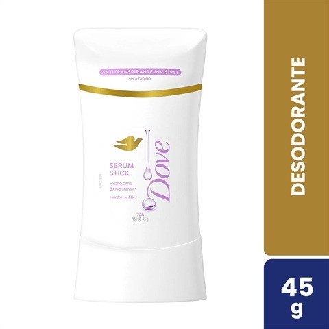 Desodorante Antitranspirante Dove Serum Stick Rainforest Lilies Com 45g