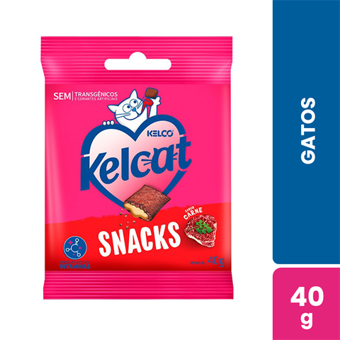 Snacks Para Gatos Kelcat Sabor Carne Com 40g