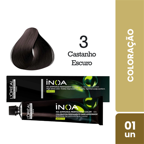 Coloração Inoa Cor 3 Castanho Escuro Com 60g