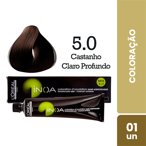 Coloração Inoa Cor 5.0 Castanho Claro Profundo Com 60g
