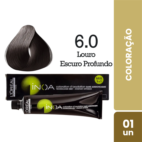 Coloração Inoa Cor 6.0 Louro Escuro Profundo Com 60g