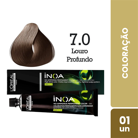 Coloração Inoa Cor 7.0 Louro Profundo Com 60g