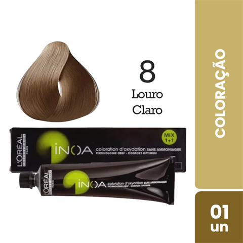 Coloração Inoa Cor 8 Louro Claro Com 60g