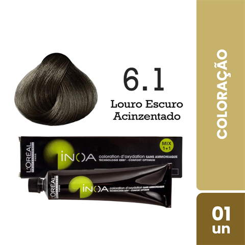 Coloração Inoa Cor 6.1 Louro Escuro Acinzentado Com 60g