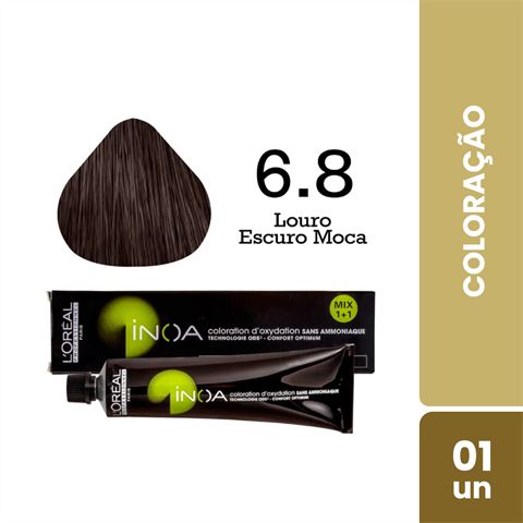 Coloração Inoa Cor 6.8 Louro Escuro Marrom Com 60g