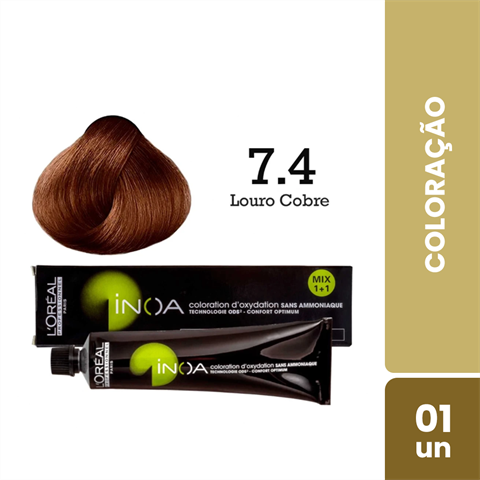 Coloração Inoa 7.4 Louro Claro Acobreado Com 60g