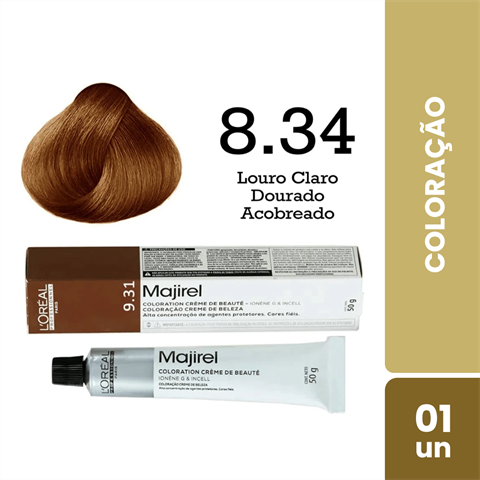 Coloração L'Oréal Majirel Cor 8.34 Louro Claro Dourado Acobreado