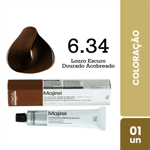 Coloração L'Oréal Majirel Cor 6.34 Louro Escuro Dourado Acobreado