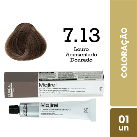 Coloração L'Oréal Majirel Cor 7.13 Louro Acinzentado Dourado