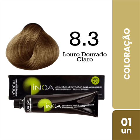 Coloração Inoa Cor 8.23 Louro Claro Irisado Dourado Com 60g