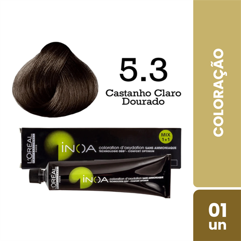 Coloração Inoa Cor 5.32 Cast. Claro Dourado Irisado Com 60g