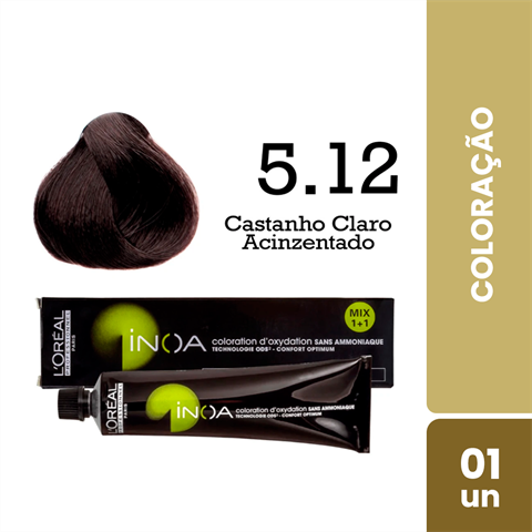 Coloração Inoa 5.12 Castanho Claro Acizentado Com 60g