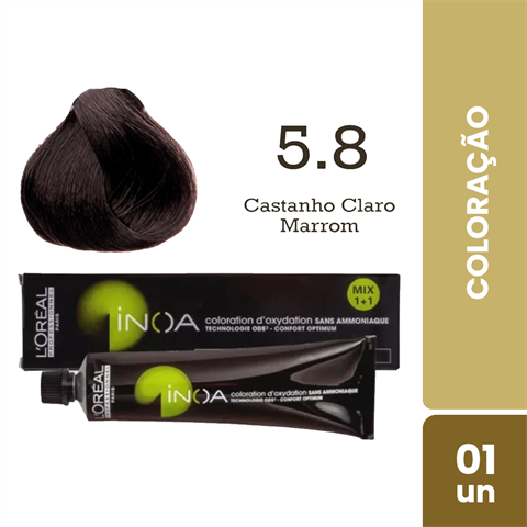 Coloração Inoa Cor 5.8 Castanho Claro Marrom Com 60g