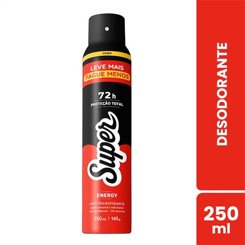 Desodorante Antitranspirante Cimed Super Aerossol Energy Com 250ml