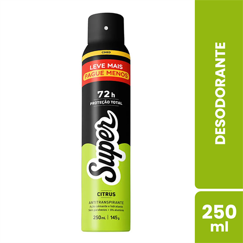 Desodorante Antitranspirante Cimed Super Aerossol Citrus Com 250ml