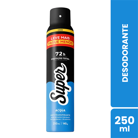 Desodorante Antitranspirante Cimed Super Aerossol Acqua Com 250ml