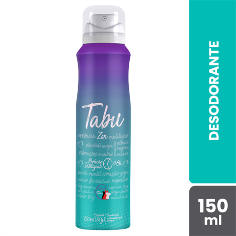 Desodorante Antitranspirante Tabu Aerossol Zen Com 150ml