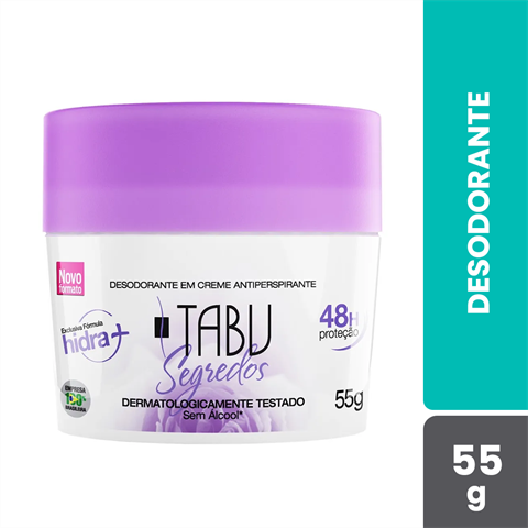 Desodorante Antitranspirante Tabu Em Creme Segredos Com 55g