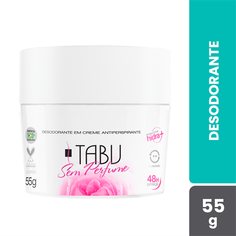 Desodorante Antitranspirante Tabu Em Creme Sem Perfume Com 55g
