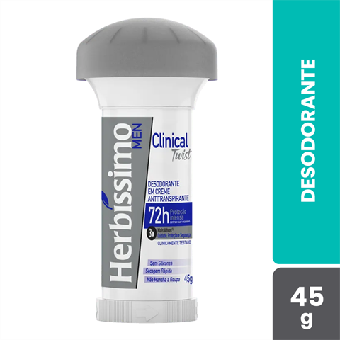 Desodorante Antitranspirante Herbíssimo Men Em Creme Clinical Twist Com 45g