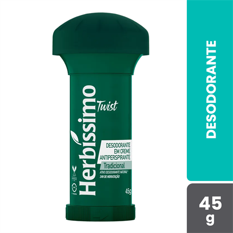 Desodorante Antitranspirante Herbíssimo Em Creme Twist Tradicional Com 45g