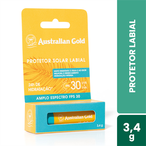 Protetor Solar Labial Australian Gold Alta Proteção FPS30 Com 3,4g