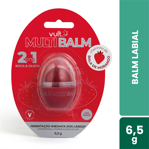 Multi Balm Vult 2 Em 1 Boca E Olhos Bala De Morango 6,5g