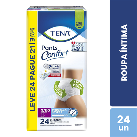 Roupa Íntima Tena Pants Confort G/EG Leve 24 Pague 21 Unidades