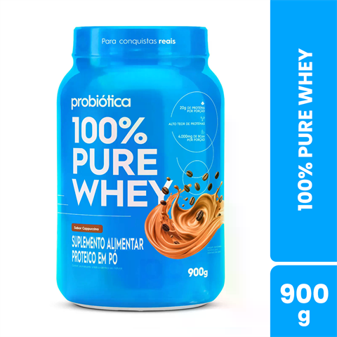 100% Pure Whey Probiótica Sabor Cappuccino Com 900g
