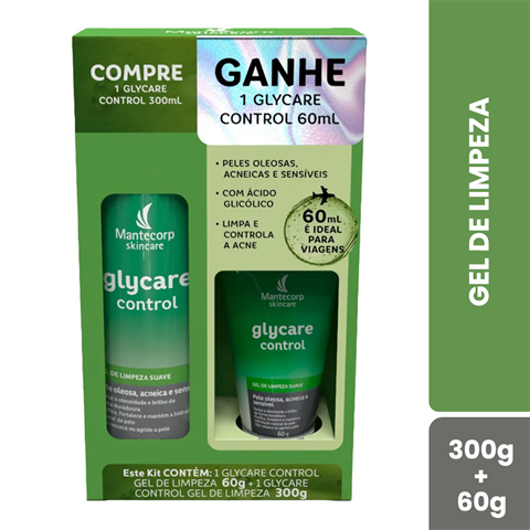 Kit Mantecorp Skincare Glycare Control Gel De Limpeza 300g + 60g