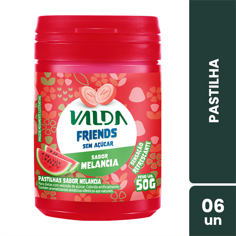 Pastilhas Valda Friends Sabor Melancia Com 6 Potes De 50g