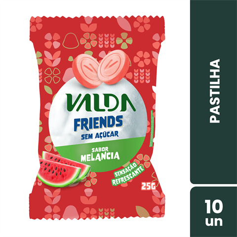 Pastilhas Valda Friends Sabor Melancia Com 10 Sachês De 25g
