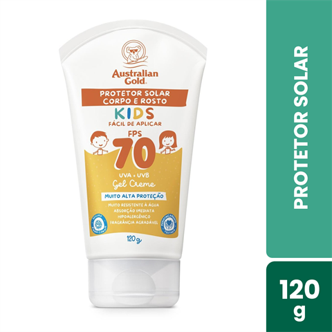 Protetor Solar Infantil Australian Gold Kids Corpo E Rosto FPS70 Com 120g
