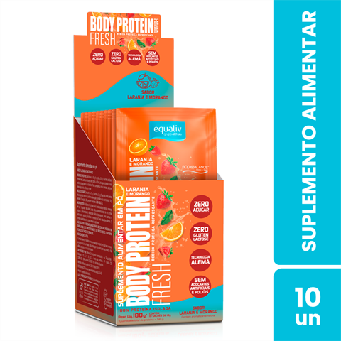Suplemento Proteico Equaliv Body Fresh Laranja e Morango Com 10 Saches de 18g