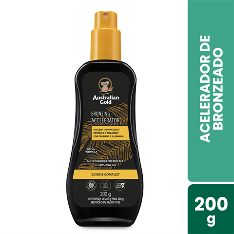 Acelerador De Bronzeado Australian Gold Spray Gel Clear Com 200g