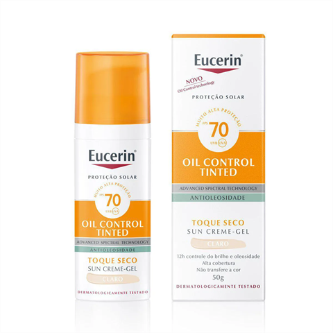 Protetor Solar Facial Eucerin Sun Oil Control Tinted FPS70 Claro 50ml