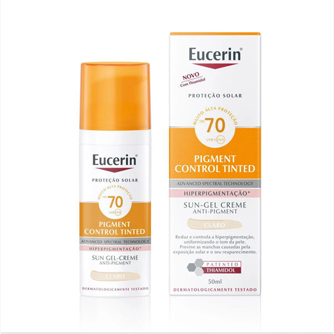 Protetor Solar Facial Eucerin Sun Pigment Control Tinted FPS70 Claro 50ml